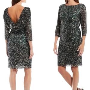 NWT Pisarro Nights Hunter Green Sequin Party Dress Plus Women’s Size 24W